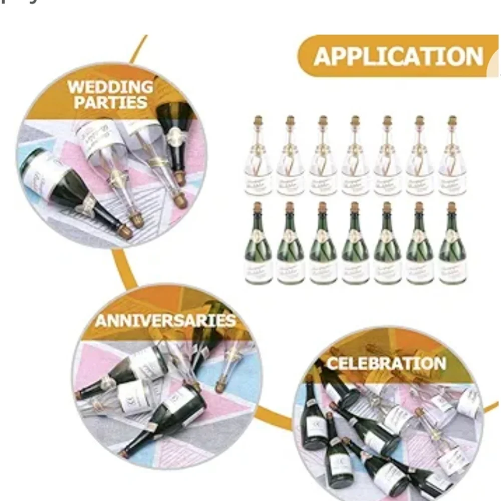 12 Champagne Bubbles Bottles for Weddings and Parties - Refillable Empty Bubble